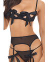 Ensemble 3 pièces noir avec noeuds en satin 