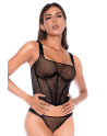 Top style corset en large résille et tanga 