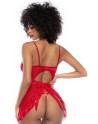 Nuisette rouge et string assorti 