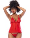 Nuisette courte rouge et string assorti 