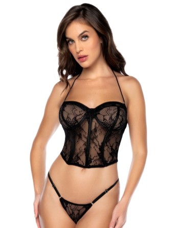 Bustier et string en dentelle noire 