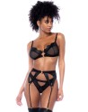 Ensemble 3 pièces en wetlook noir 
