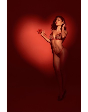 Ensemble 2 pièces noir et rouge à coeurs