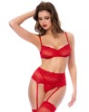 Ensemble 3 pièces en dentelle rouge 