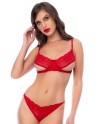 Ensemble 2 pièces en dentelle rouge 