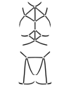 Ensemble 3 pièces soutien-gorge harnais, porte-jarretelles et string 