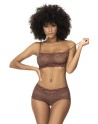 Ensemble 2 pièces en dentelle, top à bretelles et shorty couleur cacao 