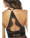 2 en 1 Nuisette et ensemble 2 pièces en dentelle et résille, soutien gorge avec armatures, string et une jupe 