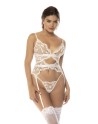 Ensemble deux pièces Maxine comprenant un haut style guépière avec porte jarretelles ajustables et string assorti 