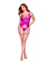 Bustier porte jarretelles rose avec string