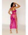 Ensemble Soutien-gorge et jupe longue en filet rose 