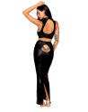 Ensemble Soutien-gorge et jupe longue noir en simili cuir 