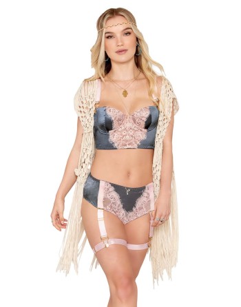 Ensemble soutien-gorge et culotte porte-jarretelles vintage 