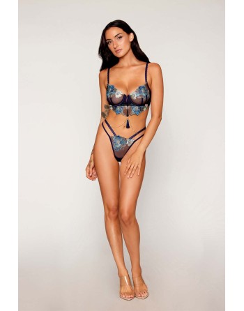 Ensemble soutien-gorge avec chainettes amovibles et string  