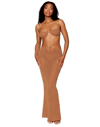 Jupe longue et soutien-gorge avec chaine doré  