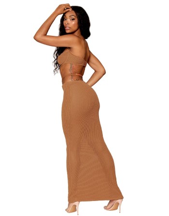 Jupe longue et soutien-gorge avec chaine doré  