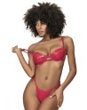 Ensemble lingerie sexy en vinyle rouge avec soutien-gorge et string 