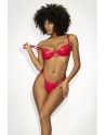 Ensemble lingerie sexy en vinyle rouge avec soutien-gorge et string 