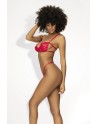 Ensemble lingerie sexy en vinyle rouge avec soutien-gorge et string 