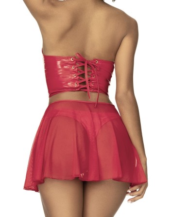 Ensemble lingerie Deux Pièces Wet Look Rouge 