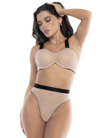 Ensemble 2 pièces soutien-gorge et culotte Chair / Noir 