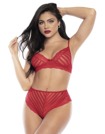 Ensemble deux pièces en dentelle rouge 