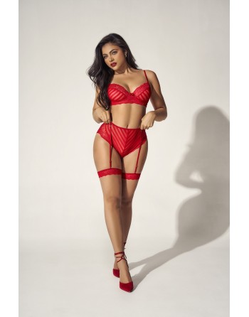 Ensemble deux pièces en dentelle rouge 
