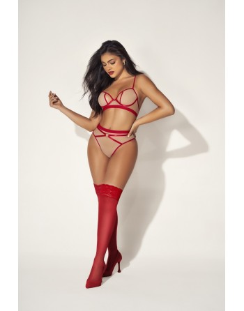 Ensemble deux pièces chair et rouge 