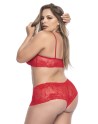 Ensemble lingerie, grande taille,  rouge top bustier et shorty dentelle   