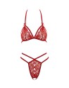 Soutien-gorge en dentelle rouge avec bonnets détachables et string 
