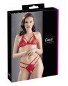 Soutien-gorge en dentelle rouge avec bonnets détachables et string 