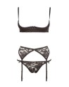 Ensemble sexy trois pièces en dentelle noire 