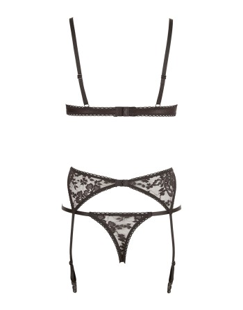 Ensemble sexy trois pièces en dentelle noire 