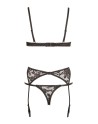Ensemble sexy trois pièces en dentelle noire 