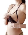 Soutien-gorge en dentelle noire avec bonnets détachables et string 