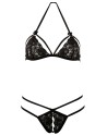 Soutien-gorge en dentelle noire avec bonnets détachables et string 