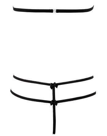 Soutien-gorge en dentelle noire avec bonnets détachables et string 