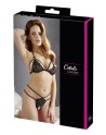 Soutien-gorge en dentelle noire avec bonnets détachables et string 