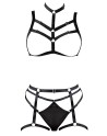Ensemble soutien-gorge harnais et string porte-jarretelles 