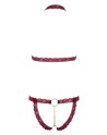 Soutien-gorge ouvert et string rouge à larges bandes sexy 