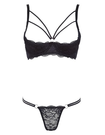 Ensemble soutien-gorge demi seins a armatures et string 