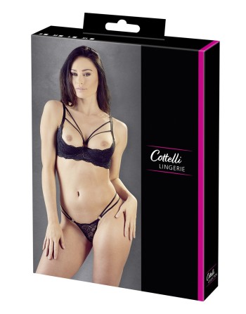 Ensemble soutien-gorge demi seins a armatures et string 