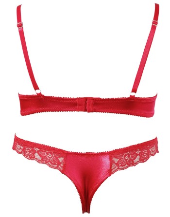 Soutien-gorge demi seins avec armatures et son string ouvert 