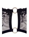 Soutien-gorge dentelle, porte-jarretelles et string ouvert noir 