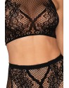 Ensemble Brassière fine résille et collant imprimé 