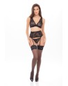 Ensemble 3 pièces noir en dentelle 