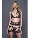 Ensemble trois pièces en dentelle noire 