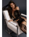 Ensemble extensible top et jupe jarretelles et bas 