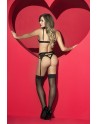 Ensemble 3 pièce, Soutien gorge  String  Porte-jarretelle, Noir 