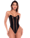 Body bustier en résille noir effet liquide avec laçage dos - Mapalé